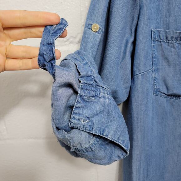 Andrea Jovine Chambray Top 1x Blue Lyocell 688 - Picture 5 of 11